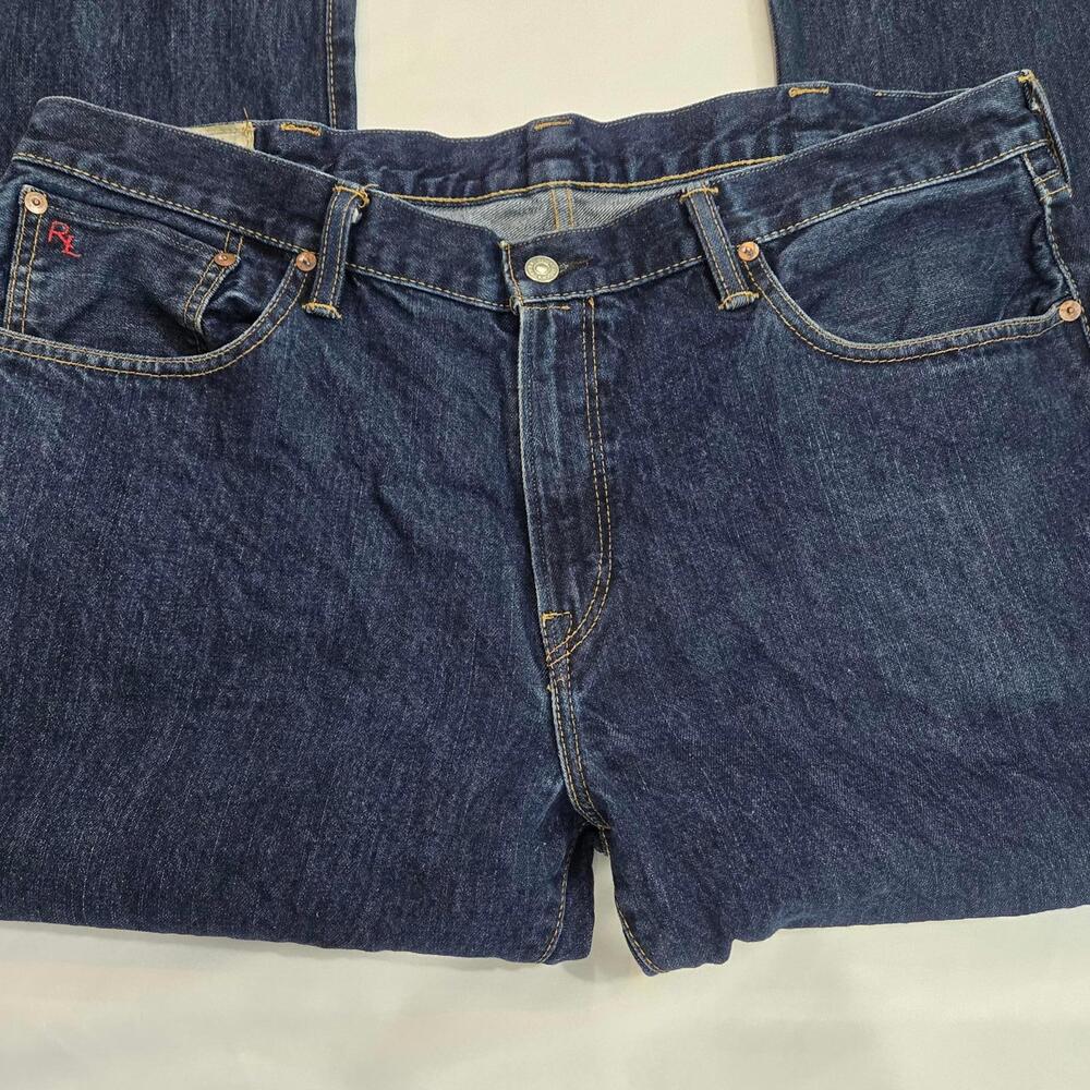 Ralph Lauren Polo Men's Dark Wash Denim Jeans 38x30 Hampton Straight 100% Cotton - Picture 2 of 11